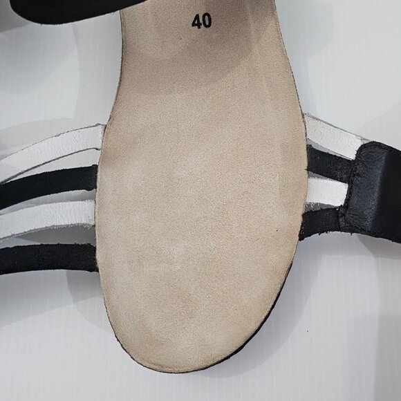 Mephisto Lucia Sandal Platform Wedge Black White Leather Cork EU Size 40 - Picture 9 of 12